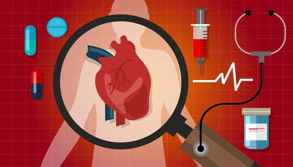 Choroby serca atak zdrowia kardiologia ikona układu sercowo-naczyniowego — Wektor stockowy