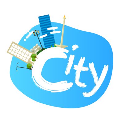 Jakarta Endonezya şehir manzarası vektör çizim Peyzaj mimarlığı sermaye landmark panoramik