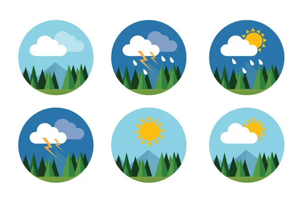 weather icon set flat vector forecast sky cloud sunny thunder