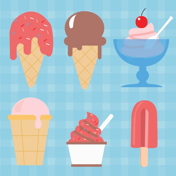 Морозиво конус вектор іконка набір ілюстрація солодкий десерт паприка — стоковий вектор