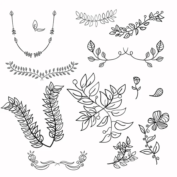 Ручний малюнок квіткового листового орнаменту Векторний ескіз квіткової ілюстрації — стоковий вектор