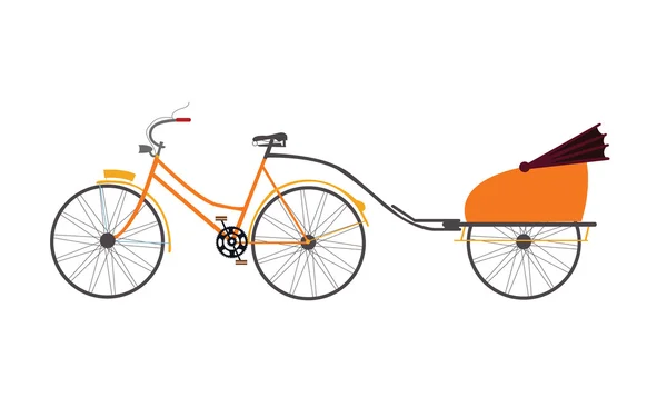 Ilustracja wektorowa indyjski Riksza podróży transport ściągać rowerem — Wektor stockowy