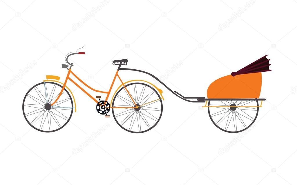 indian rickshaw vector illustration travel transportation pull by bicycle