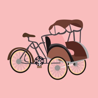 becak çekçek Endonezya jakarta simgesi düz vektör çizim ulaşım