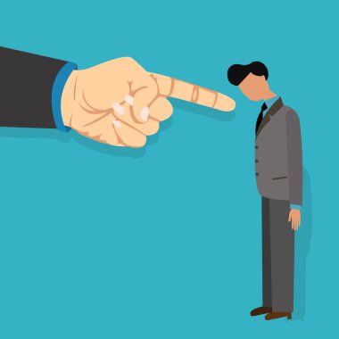 Patron tarafından çalışan suçlu olurum ateş parmak işaret suçlamayı vektör çizim karikatür