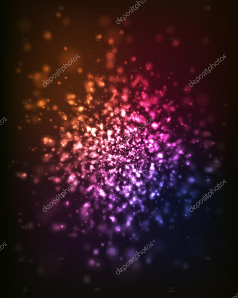 Colorful light glare. Cosmic glows, lighting effects with particles