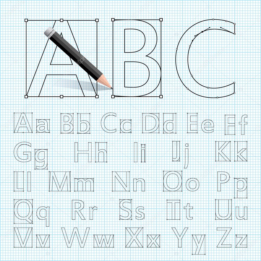 Set Of Vector Letters With Bezier Curves On The Drawing Paper Stock Vector Image By C An Brosko 70861425