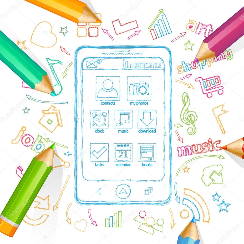 Illustrazione pu² essere utilizzato in web design carte infografica disegno del calcolatore — Vettoriali di An Brosko