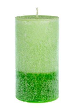 Beyaz arka plan üzerinde izole yeşil wax mum.