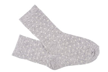 Gri puantiyeli çocukça çorap izole.
