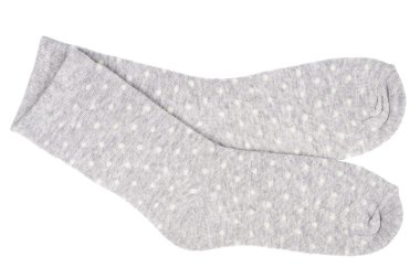 Gri puantiyeli çocukça çorap izole.