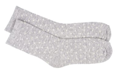 Gri puantiyeli çocukça çorap izole.