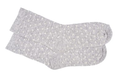 Gri puantiyeli çocukça çorap izole.