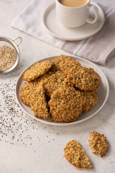 Homemade vegan oatmeal cookies with chia seeds.
