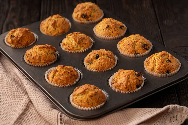 Hemmagjorda Chiafrön Och Tranbärsmuffins — Stockfoto