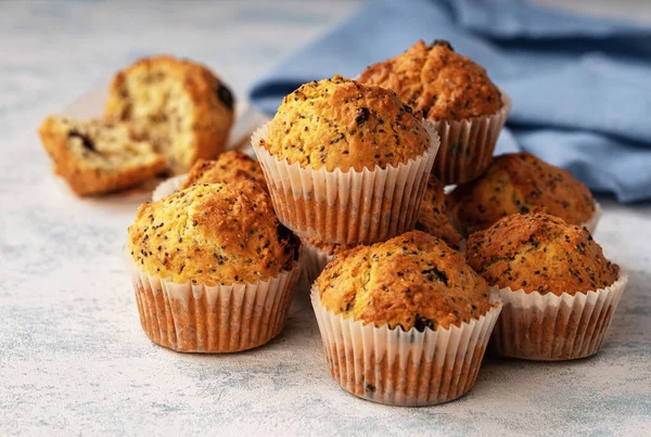 Hausgemachte Chiasamen Und Preiselbeermuffins — Stockfoto