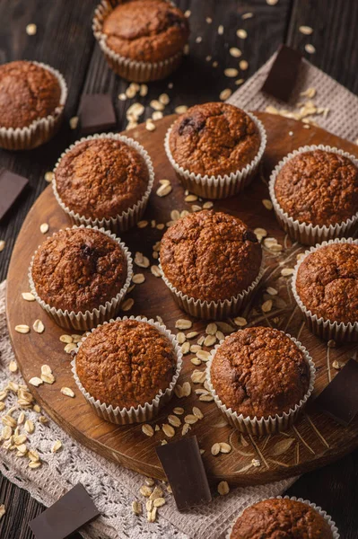 Muffins Flocons Avoine Maison Beurre Arachide Chocolat — Photo