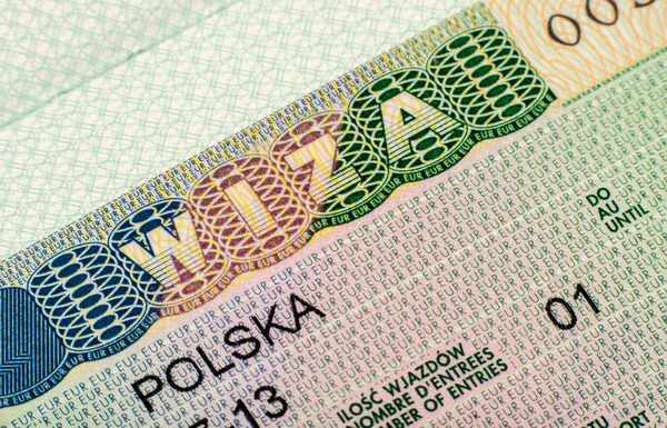 Sidan med Schengen-visum (polska versionen) — Stockfoto