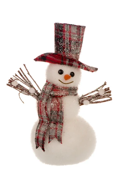 Karácsonyi dekorációs hóember a fehér háttér. — Stock Fotó
