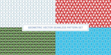 Vektörsüz Desen arka planı, geometrik doku süslemesi kümesi.