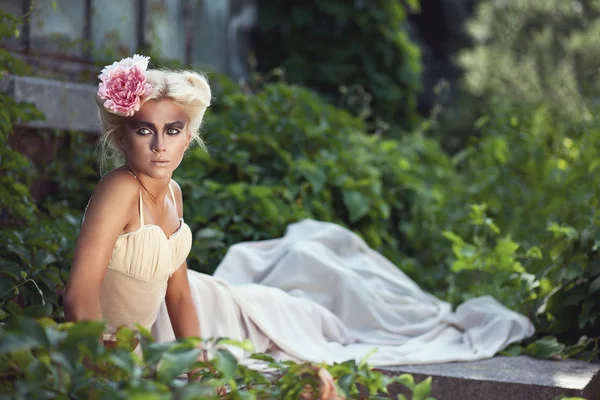 Woman with flower in hair