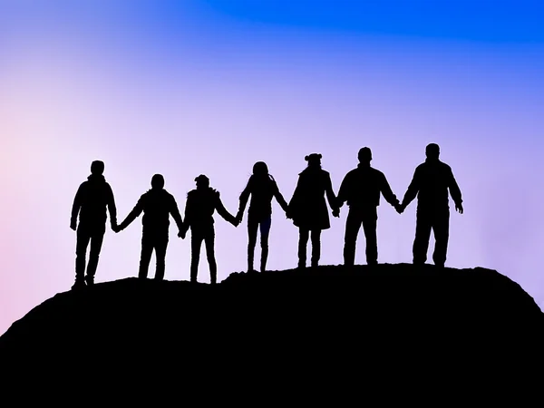 El ele tutarak arkadaşlar siluet