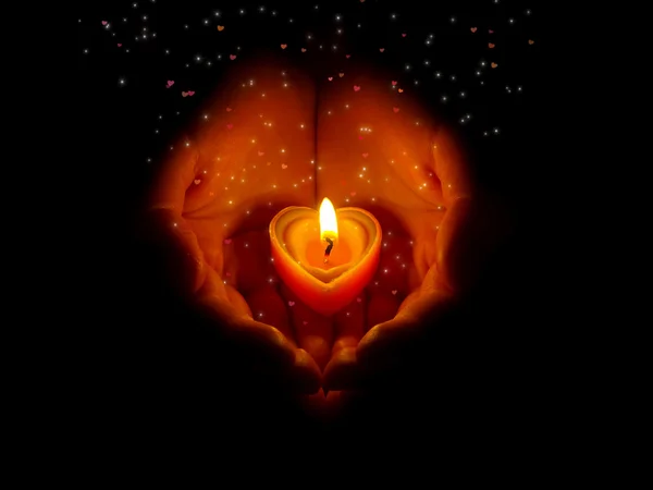 Ellerinde yanan kalp.