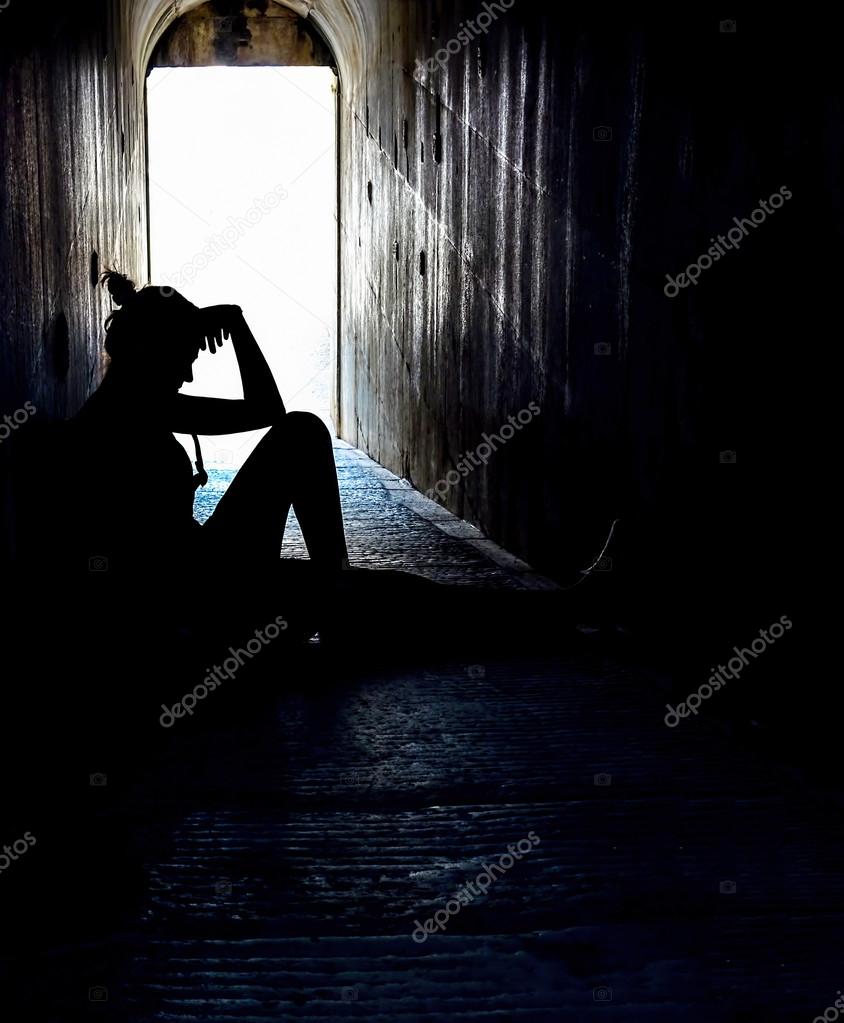 Silhouette Lonely And Sad Girl  Stock Photo  Aosmanpekgmailcom 82611188-5010