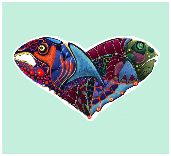 Carte Saint-Valentin avec poisson — Photo