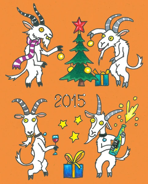 Goats for New 2015 Year — Stock Photo, Image