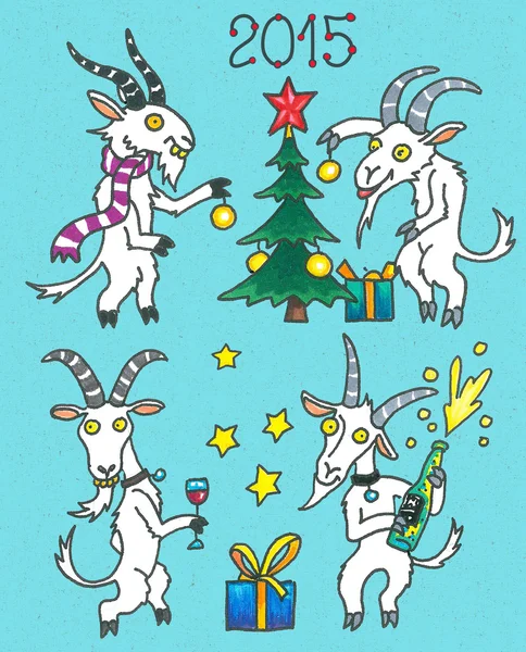 Goats for New 2015 Year — Stock Photo, Image