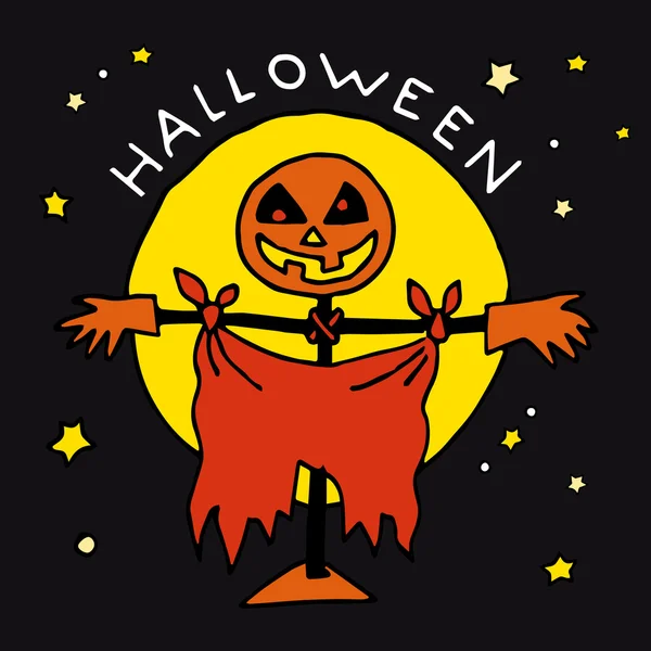 Happy Halloween with scarecrow — Stock Vector