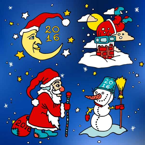 Christmas cartoon icons — Stock Vector