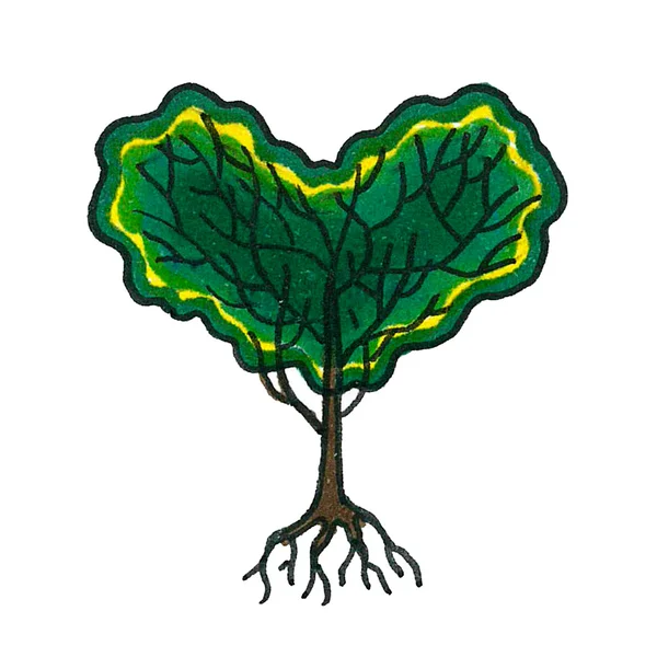 Árvore verde em forma de coração — Fotografia de Stock