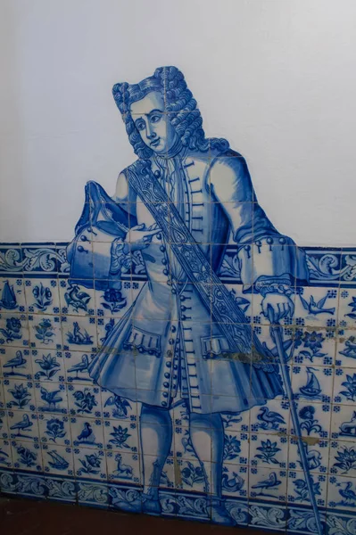 Explorer Depicted Portugese Tiles Lisbon Portugal — Foto Stock