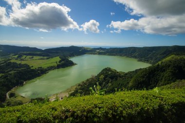 The Volcanic crater lake in furnas, on the azores clipart