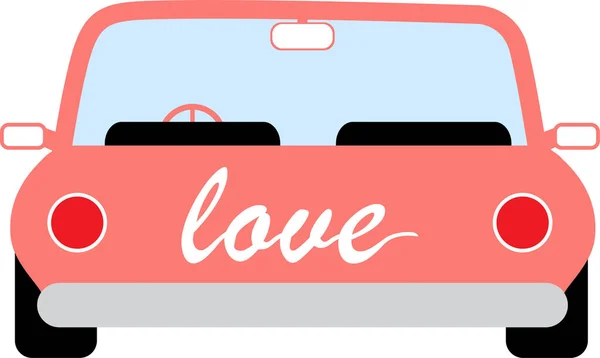 Pour Saint Valentin Voiture Avec Texte Amour Sur Fond Blanc — Image vectorielle