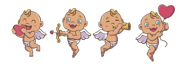 Cute Cupid Dziecko Ilustracja Projekty Dla Potrzeb Projektu Walentynki Przynosząc — Wektor stockowy