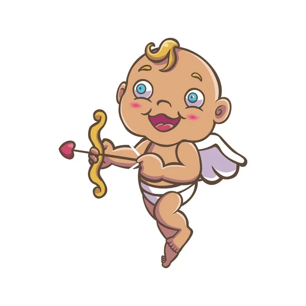 可爱的丘比特宝宝插图设计为情人节设计的需要 带着爱之箭给你爱 — 图库矢量图片