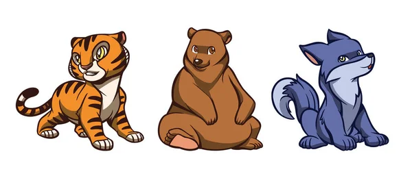 Bundle Aranyos Imádnivaló Állat Illusztráció Tervek World Wildlife Day Tervezési — Stock Vector