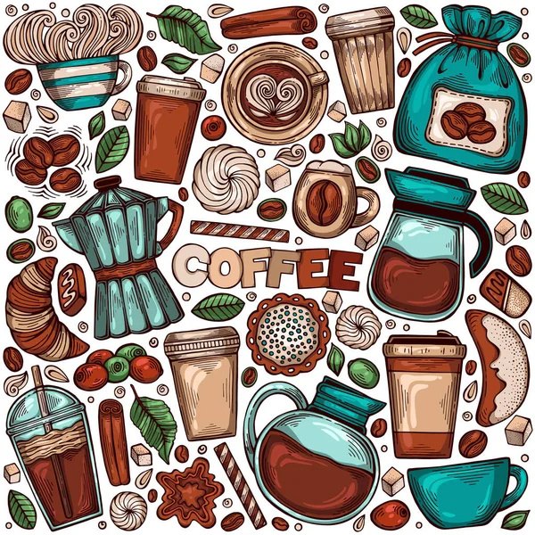 Hand-drawn coffee utensils set Royalty Free Vector Image