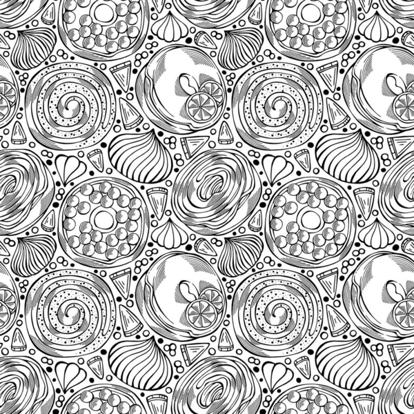 Мультипликационный Рисунок Руки Печати Черно Белый Дизайн Меню Украшения Кафе — стоковый вектор