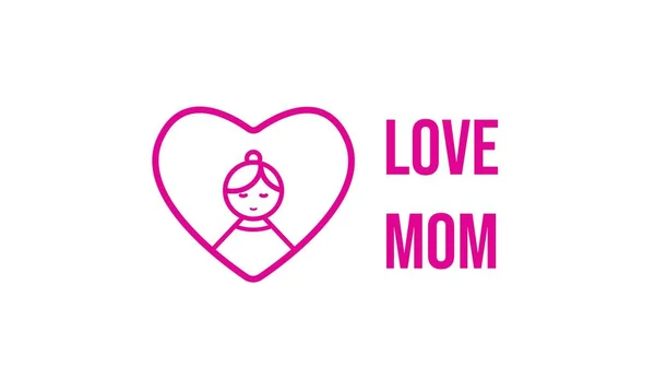 Love Mom Logo Design Conception Vectorielle Isolée Sur Fond — Image vectorielle