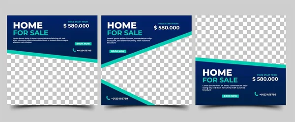 Home Real Estate Social Media Post Template Sada Moderního Bannerového — Stockový vektor