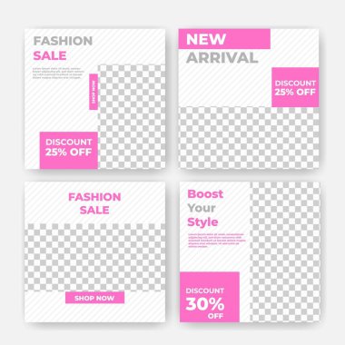 Moda sosyal medya şablon tasarımı. Fotoğraf için minimalist pankart tasarımı.