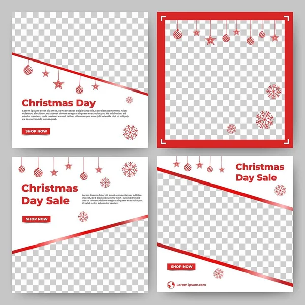 Set Christmas Social Media Post Template Photo Collage Usable Social — Stock Vector