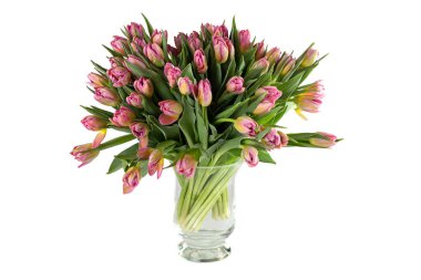 Bir buket lale. Vazoda bahar çiçekleri