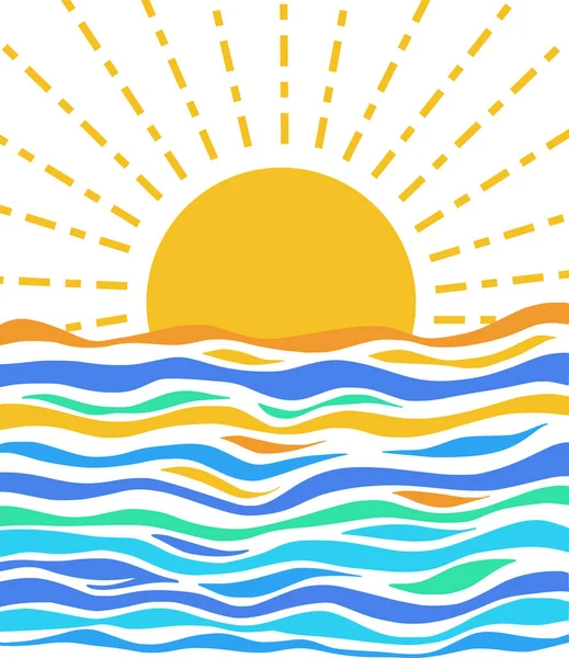 Una Simple Ilustración Salida Del Sol Sobre Mar —  Fotos de Stock