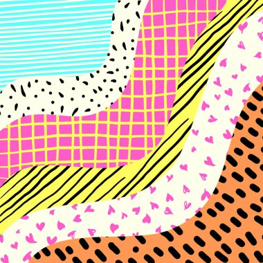 Karalama kalıplı canlı ve renkli bir eğri tasarımı