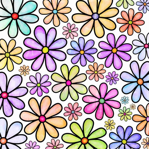 Colorful Pretty Watercolor Style Daisy Flower Background Pattern — Stock Photo, Image